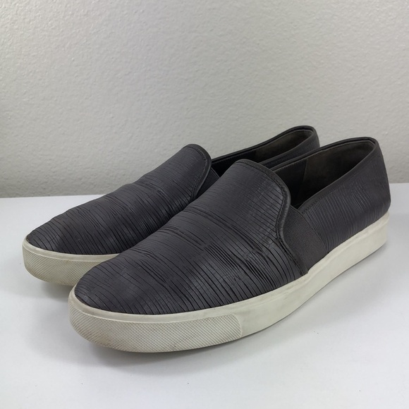2/$30 VINCE Loafers Size 9 Gray Textured Leather Slip-On Casual Sneakers - Picture 3 of 15